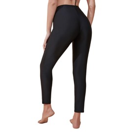 Lovache Womens Swimming Long Pants Surfing Snorkeling Tight Swim Leggings Sun Protective Black