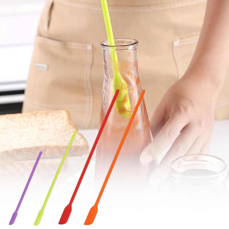 4Pcs Multifunctional Tiny Jar Scraper Spatula Non-Stick Long Handle Jar