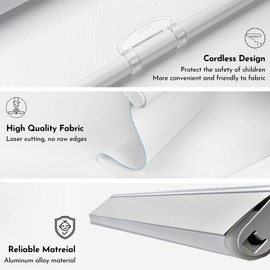 SHADESLINE Cordless 100% Blackout Blinds for Indoor Windows – Cortinas para Patio Exteriores Impermeables y Resistentes al Sol (Maximum Height 80") (White Color) (58" Width)