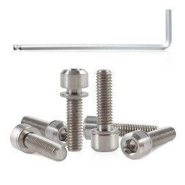 SPEEDWOX 6pcs Bicycle Stem Screw with Washers Set Titanium Alloy Bike Allen Hex Tapered Bolts Screw for MTB Road Bike Stem Parts,M5 x 20mm Normal Titanium