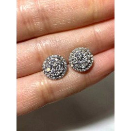 Shop-iGold 14kt W Gold Finish ROUND TENNIS Vvs clarity crystal screw back earring Kid Adult