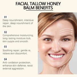 Generic Facial Tallow and Honey Balm, Beef Tallow Face Cream Beef Tallow Skin Care, Organic Grass-Fed Beef Tallow Balm, Moisturiser, Hydrating Face Balm for Lip Face And Body (1pc)