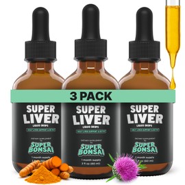 SUPERBONSAI Super Liver Support with Milk Thistle - All Natural Liver Cleanse Detox & Repair Aid - Doctor-Formulated Liver Supplement - Liquid Herbal Formula for Liver Health - 3 Month Supply (3 Pack)