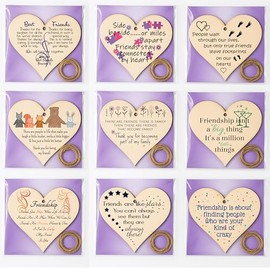 Pack of Friendship Heart Gift Plaques – Build a Bundle Wooden Hanging Signs with Sentimental Messages – Best Friend, Work Friend or BFF Present – Rustic Twine & Ready to Gift Thoughtful Keepsake