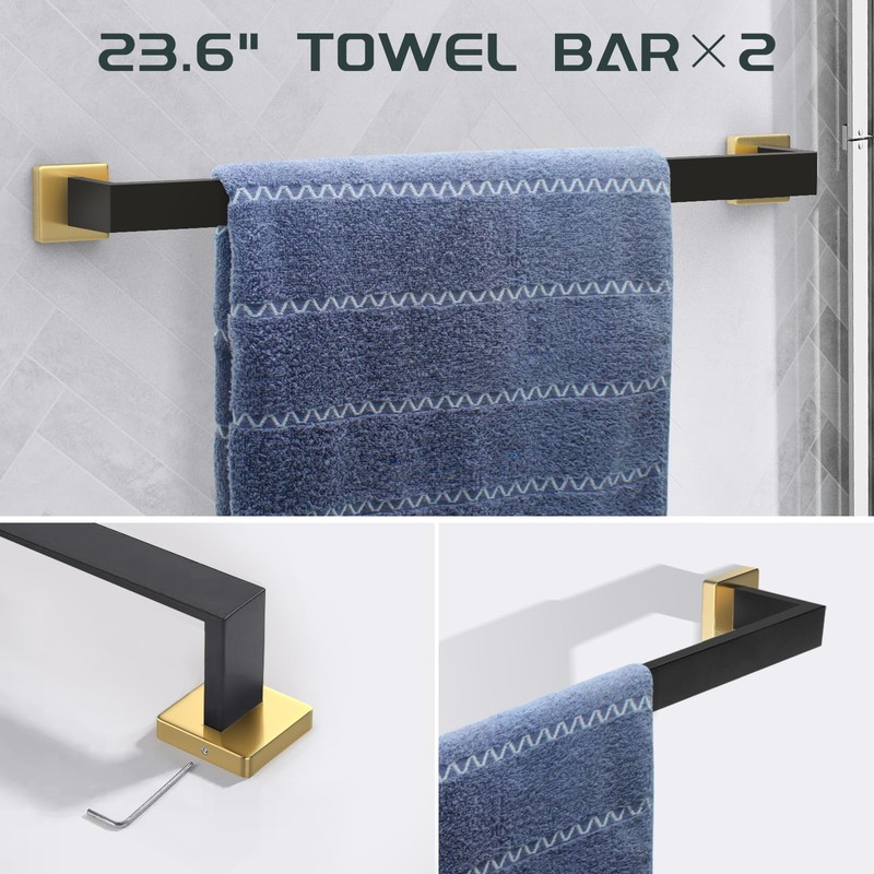 Dorudon Atrox 7-Piece Bathroom Set - Black & Gold Accessories