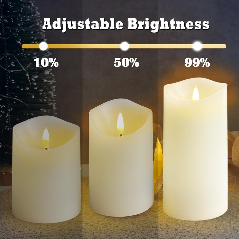 LEDHOLYT Rechargeable Flameless Candle, Flashing LED Pillar Real Wax Candle
