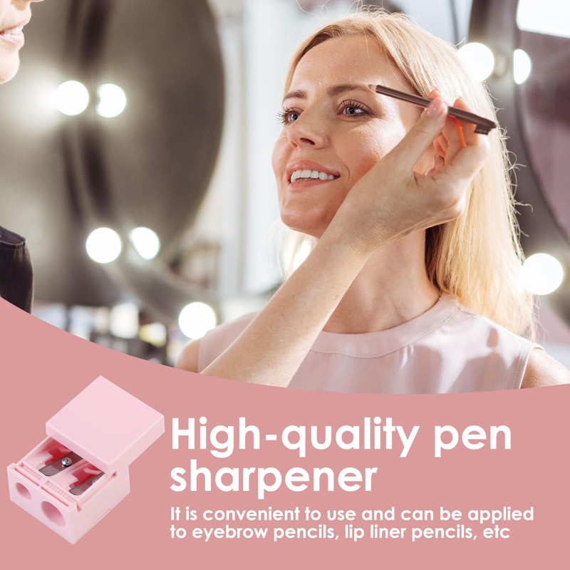 Pink Double Barrel Lip Eye Liner Pencil Sharpener with Cover