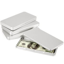 Hipiwe 4 Pcs Silver Metal Cash Storage Box, Money Box for Cash Currency, USSN202402OWT