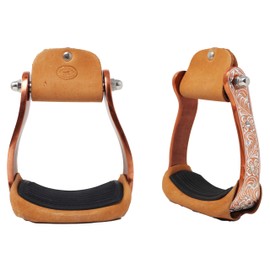 CHALLENGER Horse Western Bronze Engraved Rhinestone Barrel Racing Aluminum Show Stirrups 51179BZ