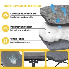 MANGOKKA Camping Cot for Adults, Portable Folding Bed for Sleeping, Lightweight Tent cot, Extra Wide Cot Comes with Storage Bag and Eye mask Included, Supports 400 lbs for Single Office Lunch Break