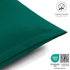 Alreya Renforcé Pillowcase, 100% Cotton, Super Soft Pillowcase with YKK Zip, Pillow Slip Only, 40 x 80 cm, Forest Green