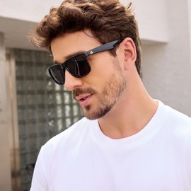 Arjien Classic Polarized Sunglasses for Men and Women UV400 Lens Square Sun Glasses, Driving Golf Travel Beach Essentials (3 Pack(Black+Blue Mirrored+Red Mirrored))