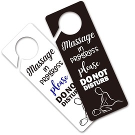 Funny Massage In Progress Do Not Disturb Door Hanger Sign, 2 Pack(Double Sided) Please Do Not Disturb, Funny Office Decoration, Ideal for Offices, Hotels or During Therapy, Counseling Sessions