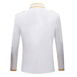 Cacycasa Men's Fashion Palace Prince Gold Embroidered Jacket Court Uniform Costume (White, X-Large)