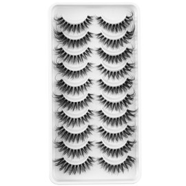 Clear Band False Eyelashes, D Curl, Russian Stripes, False Eyelashes, Manga Lashes, Natural Looking False Eyelashes That Look Like Individual Clusters, Wispy Mink Eye Lashes Pack (WDSJ15)