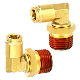 ZYINING 2PCS Brass Air Fittings Elbow, 1/4" Tube OD x 1/2" NPT Thread 90° Degree Adapter for Air Suspension Compressor, Air Spring, Horn Trucks, Trailers