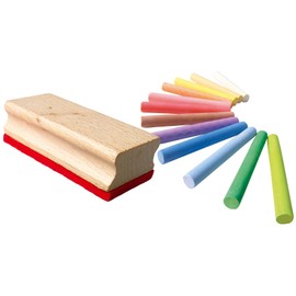 SES Creative 00208 Coloured Chalk With Wiper, Mixed, 12 Count (Pack of 1)