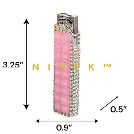 Rhinestone Bling Lighter Luxury Blue Torch Refillable Windproof Elegant Evening Party Gift Luxe (Baby Pink)