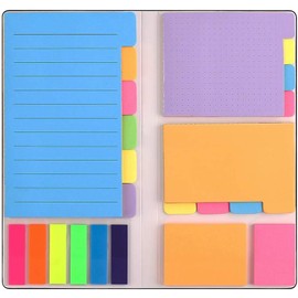 YL TRD Conjunto de notas adhesivas Divisor de color Conjunto de paquetes de notas adhesivas Priorizar con codificación de colores, 60 con reglas, 48 punteadas, 48 en blanco, 48 naranja y rosa, 25 por color PET - 402 piezas