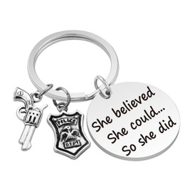 Police Gift Police Officer Keychain Police To Be Keychain Deputy Sheriff Keychain Police Student Gift Achievement Gift (KE2-She Believed Police)