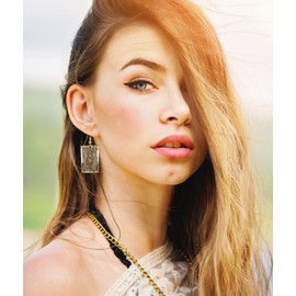 SPUNKYsoul Handmade 3 Toned Basket Weave Earrings | SPUNKYsoul Collection (Rectangle)