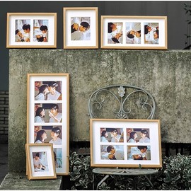 Signature Collection Collage Picture Frame, 4x6 Photos, Wall Display, Shatter-Resistant Glass (Wood color, 2L)