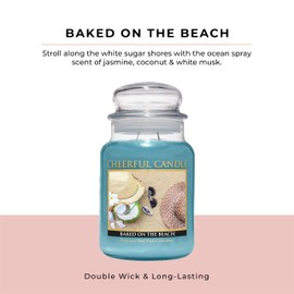 A Cheerful Giver - Baked On The Beach - 24oz Large Scented Candle Jar with Lid - Cheerful Candle - 135 Hours of Burn Time, Christmas Gift for Women, Blue
