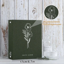Lanpn Photo Album A5 50 Pictures Small Linen Slip-in Album for Portrait Photos Pictures Green