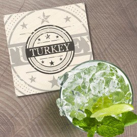 Unbranded Turkey Grunge 4'' X 4'' Square Wooden Coaster