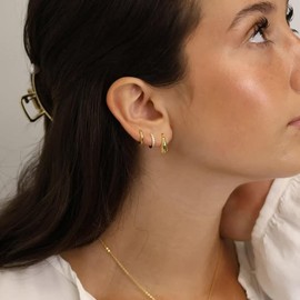 Gold Hoops Earrings for Women Danity Huggie Hoop Earring Set Silver Multiple Piercing Stud Earrings Trendy Small Cartilage Earrings Christmas Jewelry Gifts Stocking Stuffers