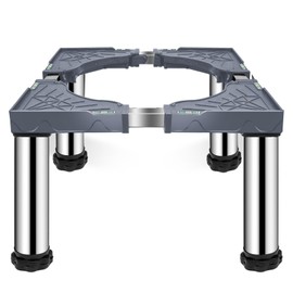 Ailahloe Mini Fridge Stand with 4 storage Feet (11.4"-12.6" High), Adjustable Base Tray Anti-Vibration for Mini Refrigerator Stand Washing Machine Stand Pedestal Dryer, Max Load 340LBS (Gray)