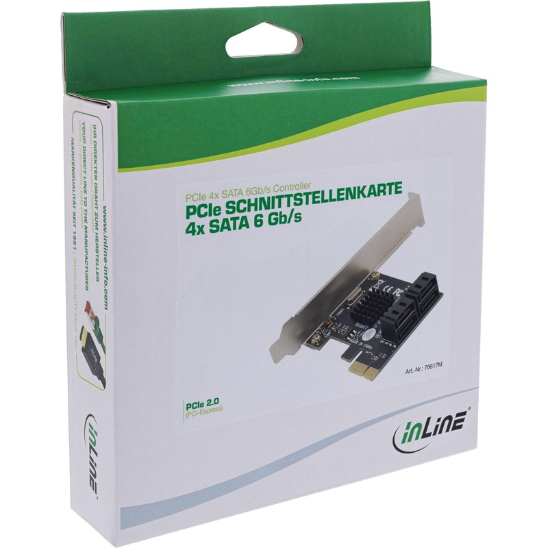 InLine PCIe Interface Card, 4X SATA 6Gb/s, Hot Swap, NCQ,