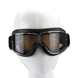 PXLAATY Motorcycle Goggles, Motorcycle Goggles, Windproof, Protective Glasses, Classic (Black Frame + Brown Lens)