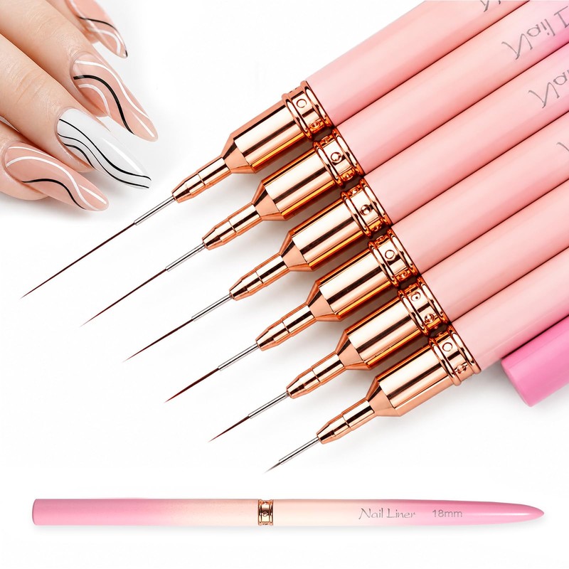 Liner Brushes For Nail Art for Thin Long Liner 6Pcs