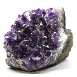 130g 2.4" Deep Purple Amethyst Quartz Cluster Natural Sparkling Gemstone Crystal Mineral Rough Geode Specimen - Uruguay + One Polished Clear Quartz Cabochon