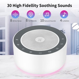 WeiÃes RauschgerÃ¤t mit 30 High-Fidelity-Soundtracks, 7 Farben Nachtlichter, Voll-Touch-Tuch Gitter und Tasten, Timer- und Speicherfunktionen, Plug-in, Sound-Maschine fÃ¼r Babys, Erwachsene (weiÃ)
