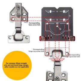 Jig Template, Concealed Hinge and Mounting Plate Drilling Jig Aluminum Alloy Cabinet Hinges for Kitchen Bedrooms Bathrooms