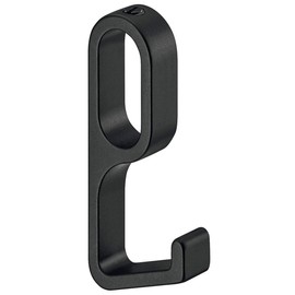 Gedotec Metal Hanging Hook Black for Wardrobe Rail Oval Wardrobe Tube Hanging Hook Aluminium Black Matt Hanger for Clothes Rail or Wardrobe 30 x 14 mm Pack of 1 - Curved Clothes Hook