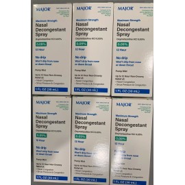 Nasal Decongestant No Drip From Nose Major 12hr 30ml (Pk Of 6 Bottles)