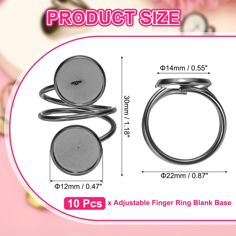sourcing map 10 Pcs Ring Blank, Adjustable Finger Ring Blank