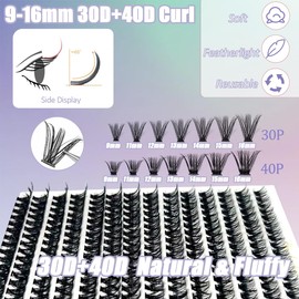 DIY Lash Extension Kit 280 Pcs 9-16mm 30D+40D Individual Lashes Clusters with Lash Bond and Seal Glue Remover Eyeliner Mascara Tweezers Lash Shampoo Cleansing Brush Lash Brush