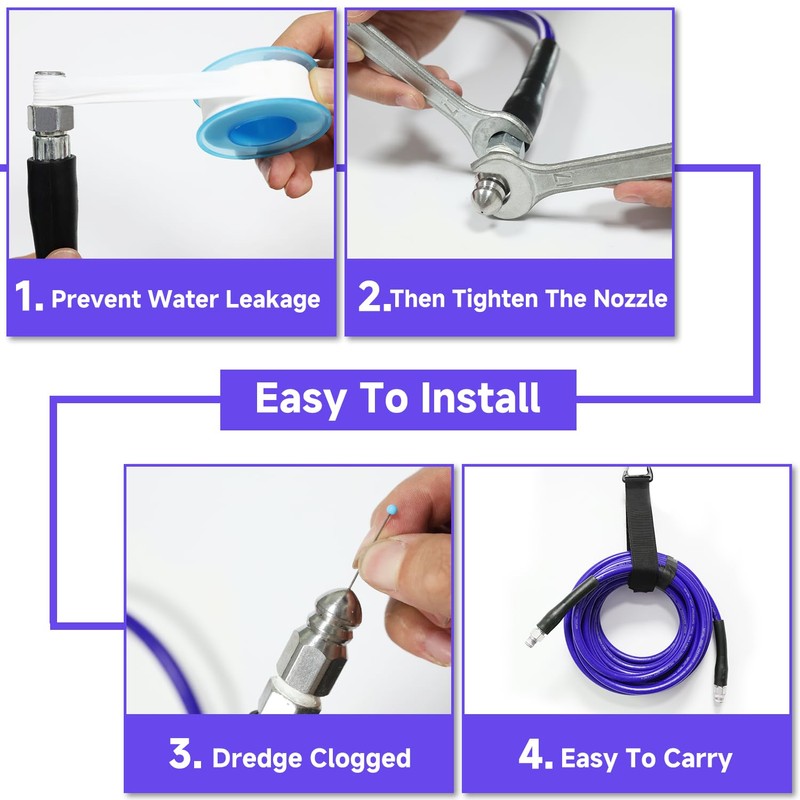 NIFUAL 150FT Sewer Jetter Kit for Pressure Washer, 5800PSI Drain