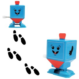 The Dreidel Company 3-Pack Hanukkah Wind-Up and Watch Him Walk-Jump Dreidel, Chanukah Party Favors, Novelty Toys for Boys and Girls