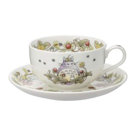 Noritake T97285A/4660-3 My Neighbor Totoro Milk Tea Cup & Saucer, 11.8 fl oz (325 cc), Snake Strawberry Version, Microwave Safe, 1 Guest, Bone China