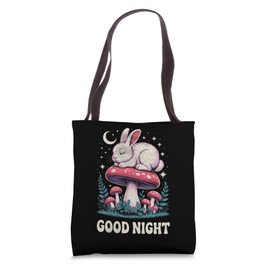 Sleeping good, night Bunny with Mushrooms Cottagecore Vibe Tote Bag