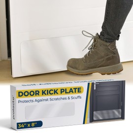 Protecto Door Kick Plate Transparent Self-Adhesive Kickplate for Interior & Exterior Doors Front or Back Door Scratch Protection Plate for Walls and Doors Kick Plate for Bottom of Door (34x8in)