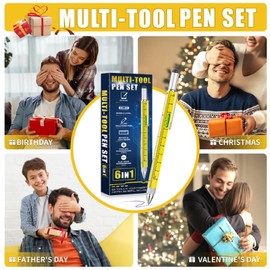 Cool Gifts for Men and Women, 6 in 1 Multi Tool Pen for Him Dad Grandpa Husband Boyfriend Unique Multifunction Tool Gadget Stocking Stuffers Gifts from Daughter Wife Son