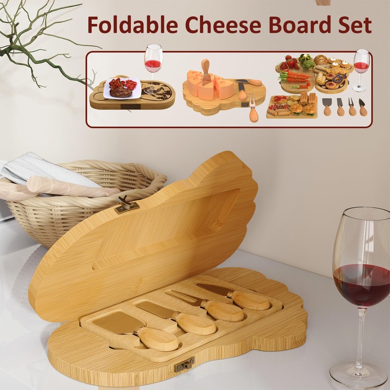 Bigfoot Bamboo Board for Charcuterie, Foldable Cutting Board, Flexible Cheeseboard