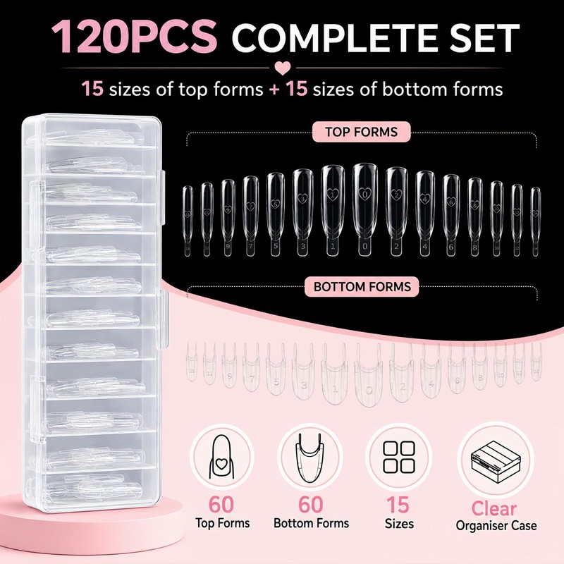 Sandwich Dual Nail form, Nail Tips for Gel Extensions Clear