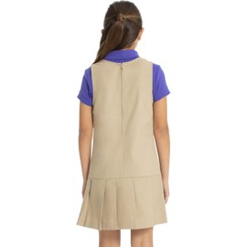 Classroom School Uniforms girls Pleated Bow Jumper Dress, Khaki, 10 US